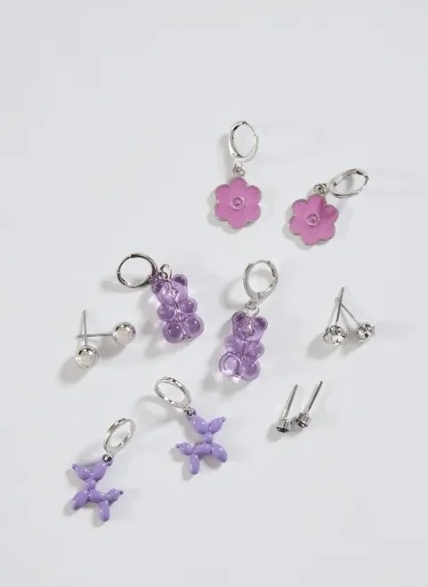6 pares de brincos divertidos lilás 6 pares de brincos divertidos lilás