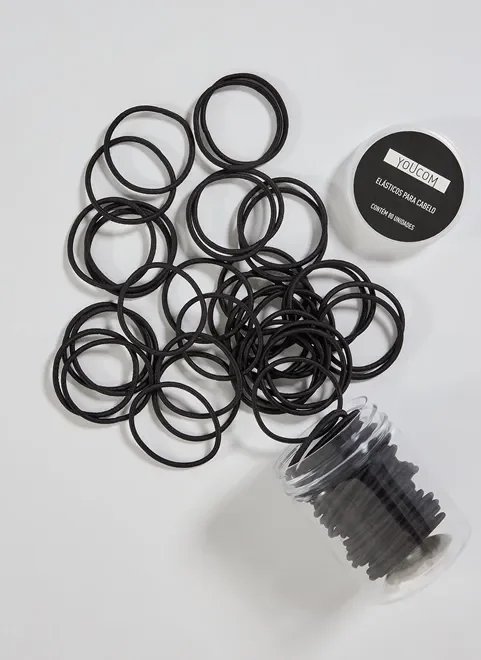 kit 80 elásticos de cabelo preto kit 80 elásticos de cabelo preto
