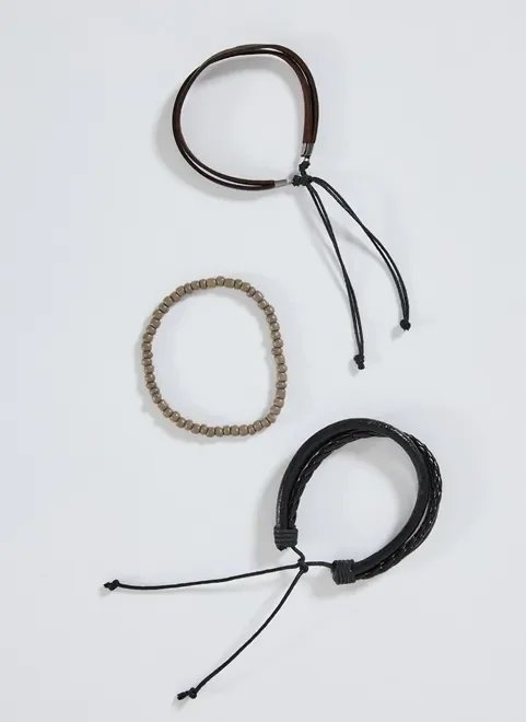 conjunto 3 pulseiras marrom e preto conjunto 3 pulseiras marrom e preto