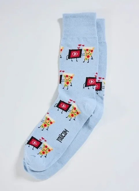 meia azul estampa pizza com filme meia azul estampa pizza com filme