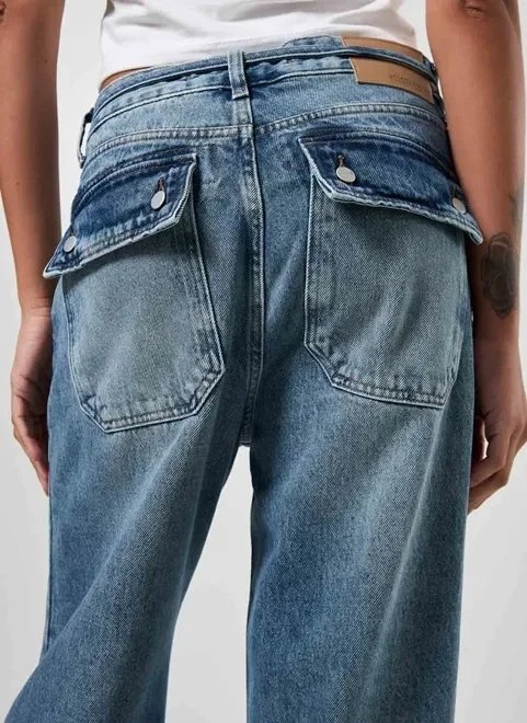 calça jeans baggy cintura baixa amarração calça jeans baggy cintura baixa amarração