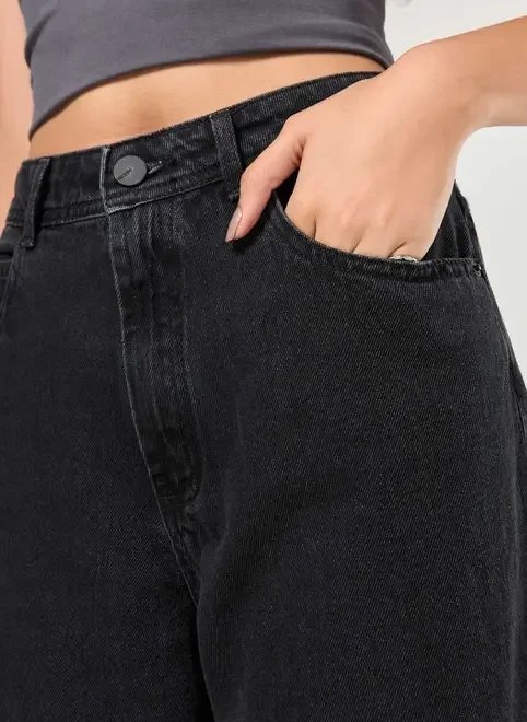 calça wide leg jeans cintura média calça wide leg jeans cintura média