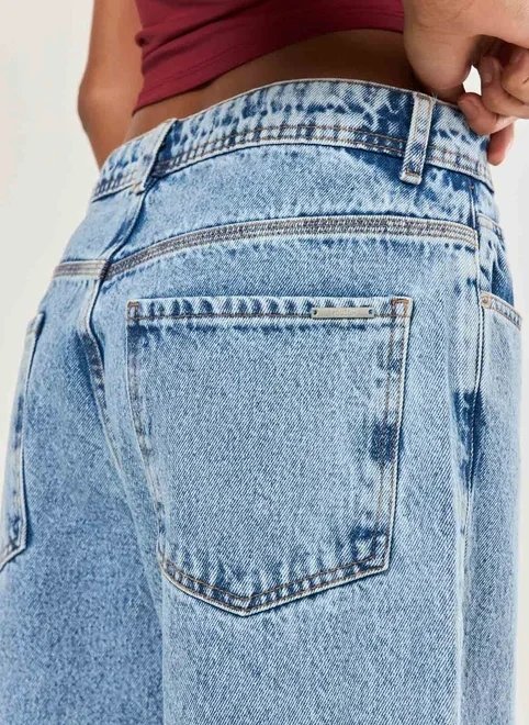 calça wide leg jeans cintura média calça wide leg jeans cintura média