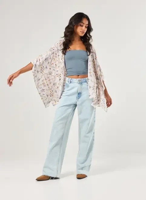 calça wide leg jeans cintura média calça wide leg jeans cintura média