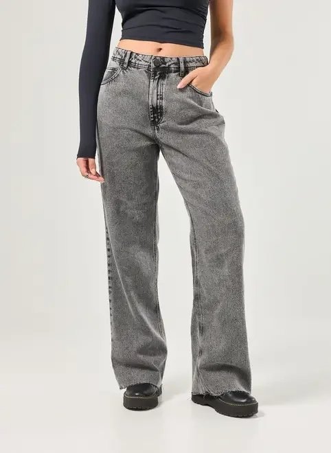 calça wide leg jeans cintura média calça wide leg jeans cintura média