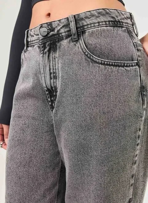 calça wide leg jeans cintura média calça wide leg jeans cintura média