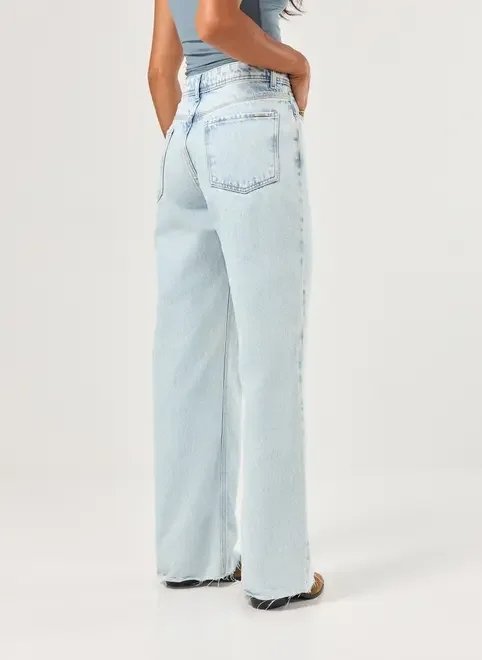 calça wide leg jeans cintura média calça wide leg jeans cintura média