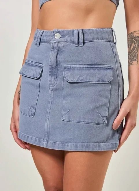 saia cargo em sarja azul saia cargo em sarja azul