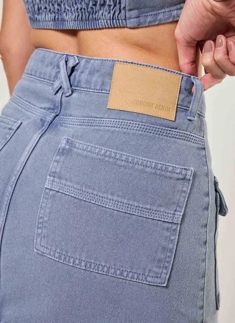 saia cargo em sarja azul saia cargo em sarja azul