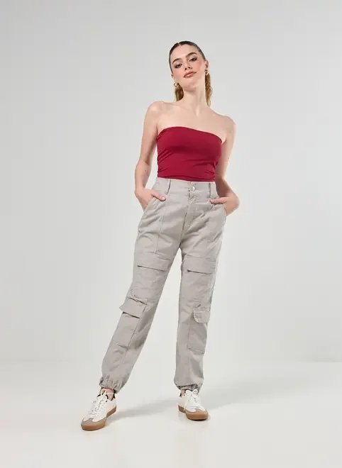 calça jogger cargo sarja cinza calça jogger cargo sarja cinza