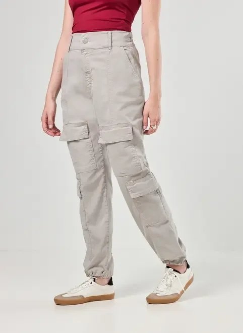 calça jogger cargo sarja cinza calça jogger cargo sarja cinza