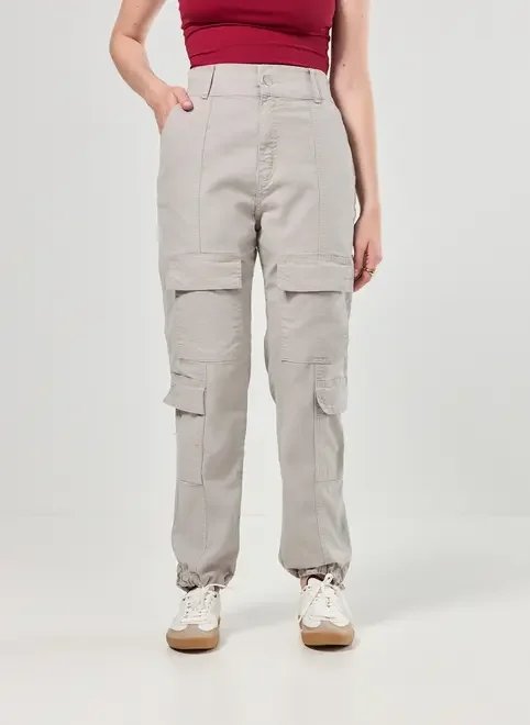 calça jogger cargo sarja cinza calça jogger cargo sarja cinza
