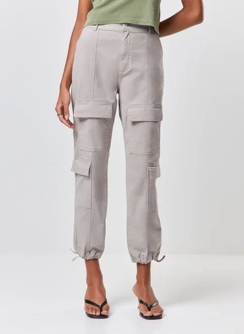 calça jogger cargo sarja cinza calça jogger cargo sarja cinza