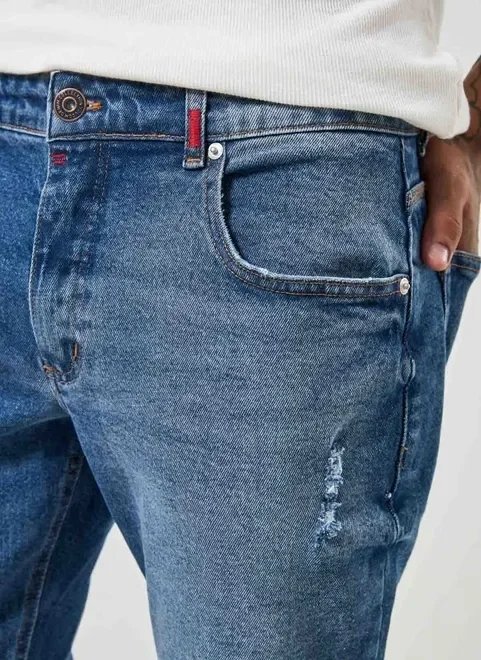 calça jeans skinny com elastano e rasgos calça jeans skinny com elastano e rasgos