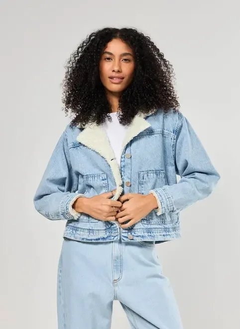jaqueta jeans clara forro peluciado jaqueta jeans clara forro peluciado