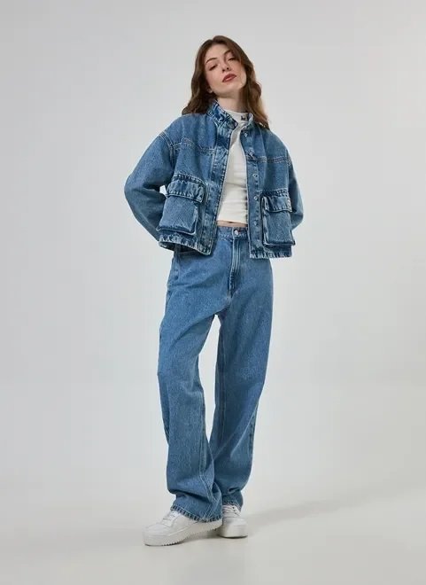 jaqueta jeans bolsos cargo jaqueta jeans bolsos cargo