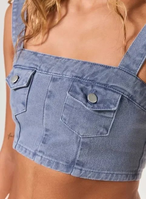 cropped cargo em sarja azul cropped cargo em sarja azul