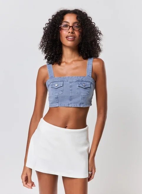 cropped cargo em sarja azul cropped cargo em sarja azul