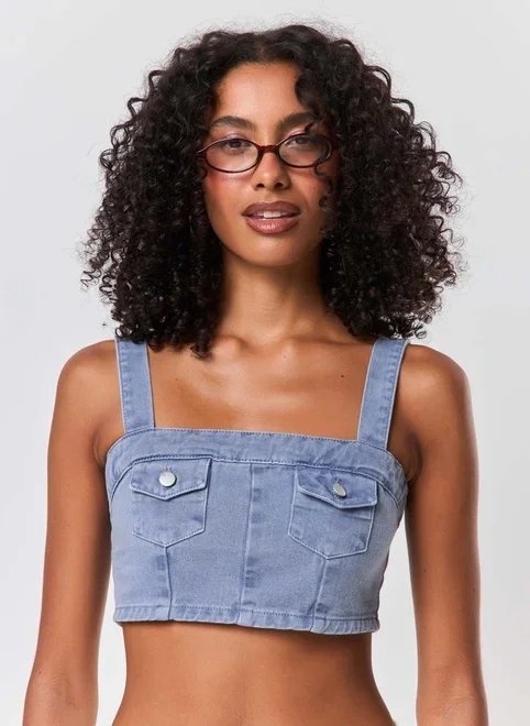 cropped cargo em sarja azul cropped cargo em sarja azul