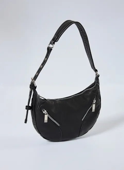 bolsa baguete em poliuretano preto bolsa baguete em poliuretano preto