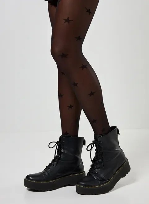 meia calça preta com estrelas meia calça preta com estrelas