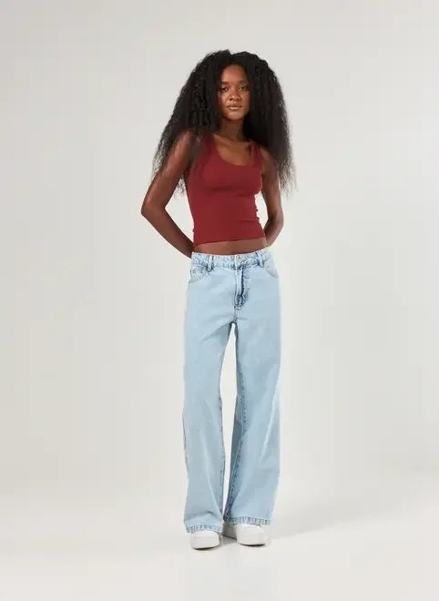 calça wide leg jeans de cintura baixa calça wide leg jeans de cintura baixa