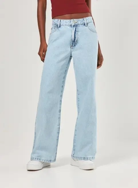 calça wide leg jeans de cintura baixa calça wide leg jeans de cintura baixa