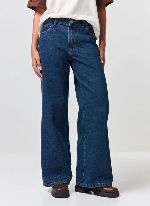 calça wide leg jeans de cintura baixa calça wide leg jeans de cintura baixa