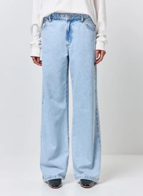 calça wide leg jeans de cintura baixa calça wide leg jeans de cintura baixa