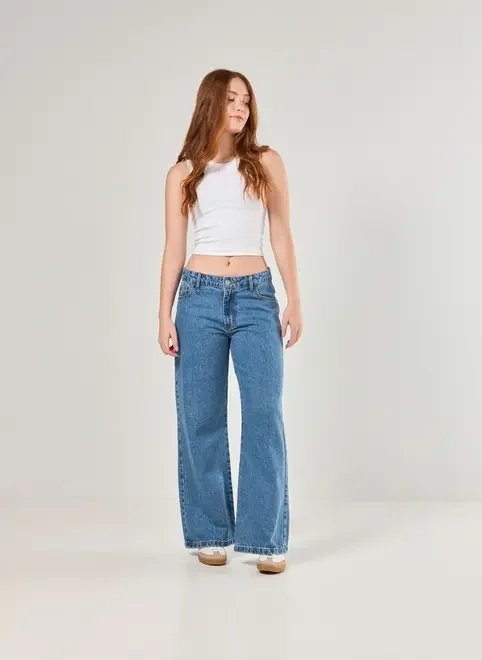 calça wide leg jeans de cintura baixa calça wide leg jeans de cintura baixa