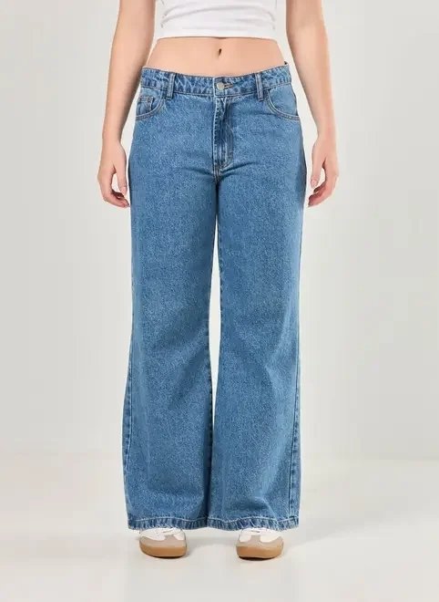 calça wide leg jeans de cintura baixa calça wide leg jeans de cintura baixa