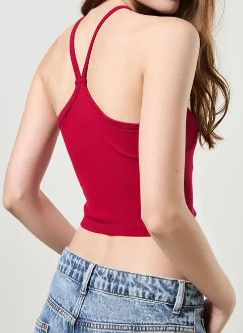 cropped halter seamless vermelho cropped halter seamless vermelho