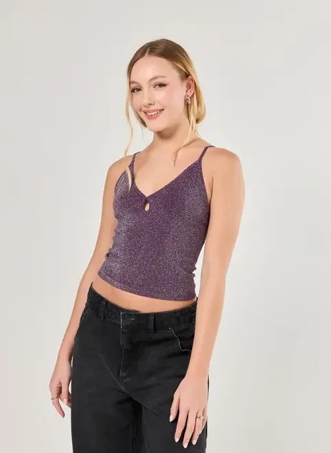 blusa de alcinha roxa com brilho blusa de alcinha roxa com brilho