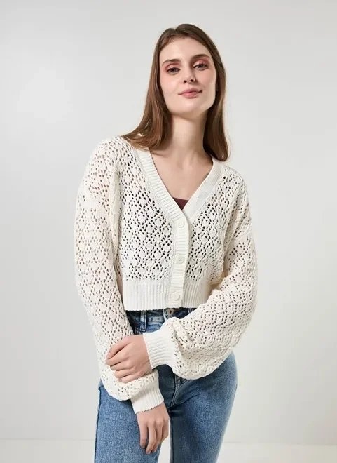 cardigan em tricô abertinho off-white cardigan em tricô abertinho off-white