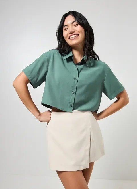 camisa cropped verde esmeralda camisa cropped verde esmeralda