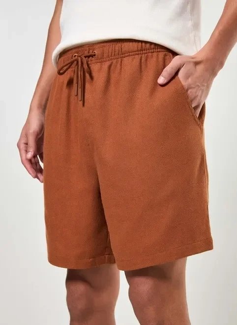 bermuda texturizada linho caramelo bermuda texturizada linho caramelo
