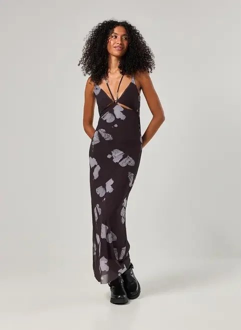 vestido midi em tule preto borboletas vestido midi em tule preto borboletas