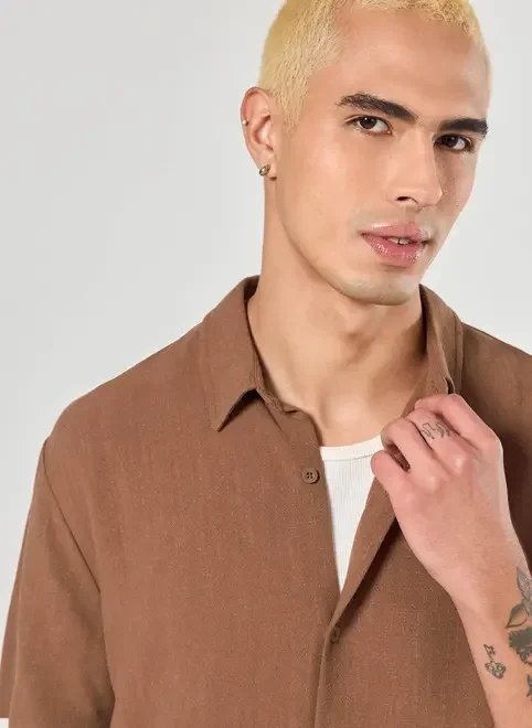 camisa com linho manga curta camisa com linho manga curta