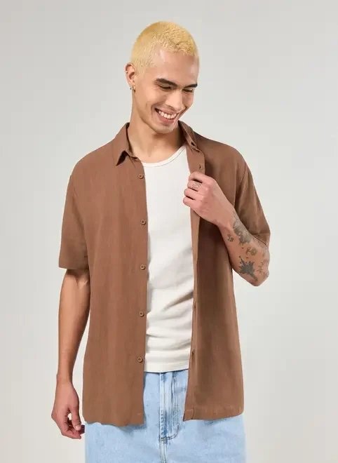 camisa com linho manga curta camisa com linho manga curta