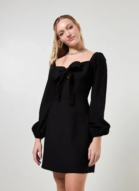 vestido manga longa preto romântico vestido manga longa preto romântico
