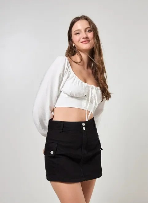cropped manga longa off-white romântico cropped manga longa off-white romântico