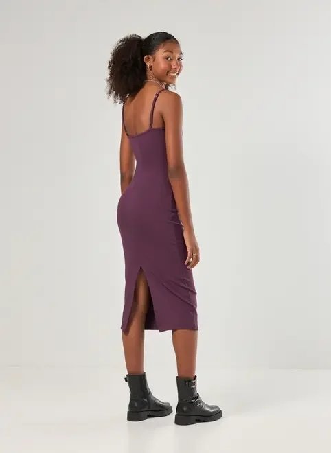 vestido tubinho midi com abertura vestido tubinho midi com abertura