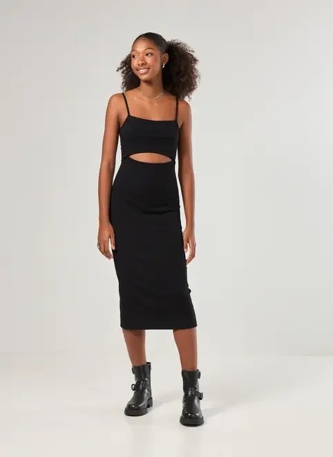 vestido tubinho midi com abertura vestido tubinho midi com abertura