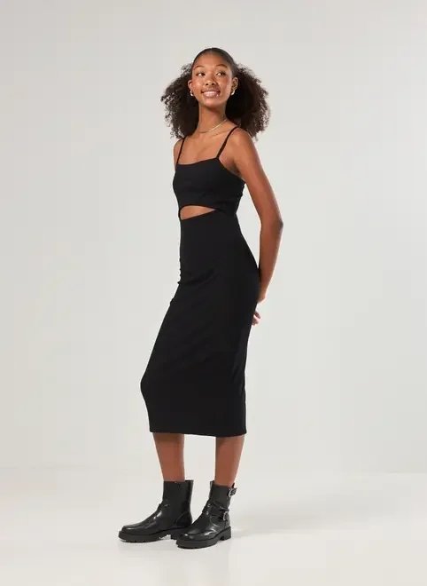 vestido tubinho midi com abertura vestido tubinho midi com abertura