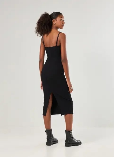 vestido tubinho midi com abertura vestido tubinho midi com abertura