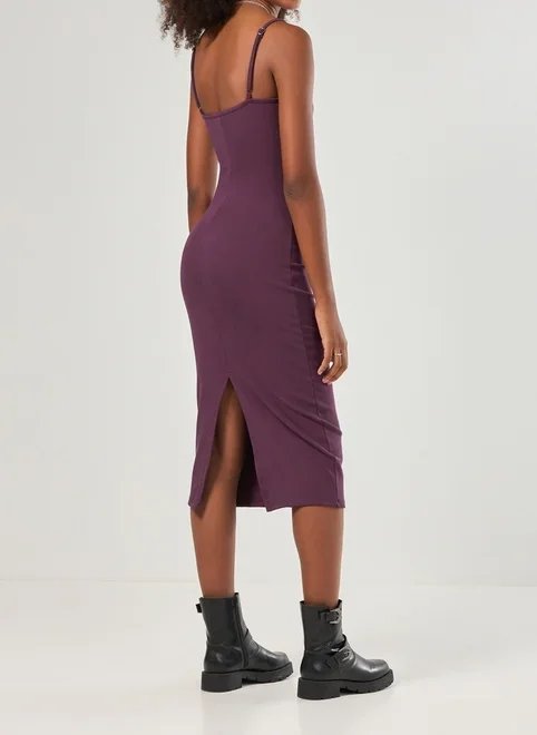vestido tubinho midi com abertura vestido tubinho midi com abertura