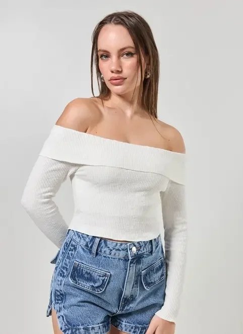 blusa ombro a ombro manga longa blusa ombro a ombro manga longa