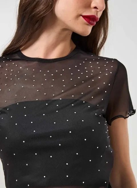 blusa em tule preto com strass blusa em tule preto com strass