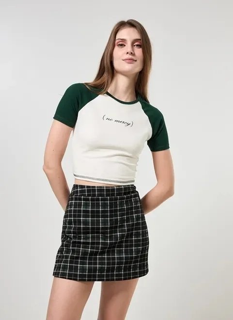 blusa mini tee raglan off com verde blusa mini tee raglan off com verde