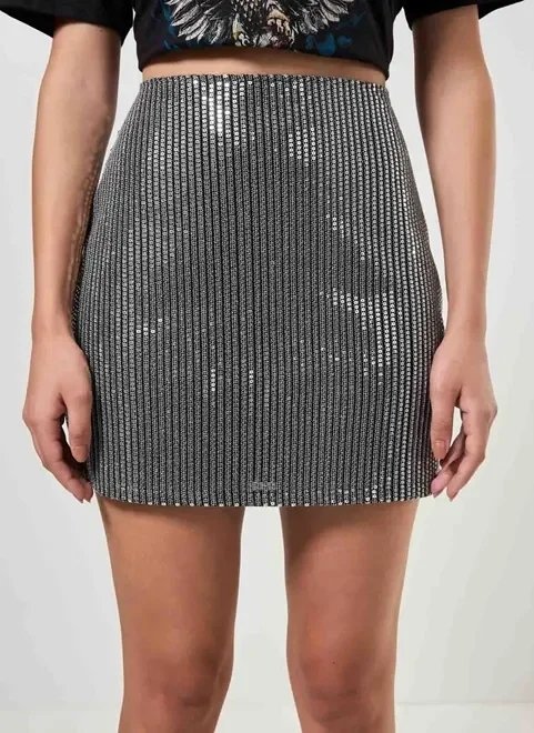 saia preta com paetê prateado saia preta com paetê prateado